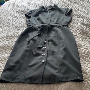 Calvin Klein Black Button-Front Midi Dress with Self Tie
